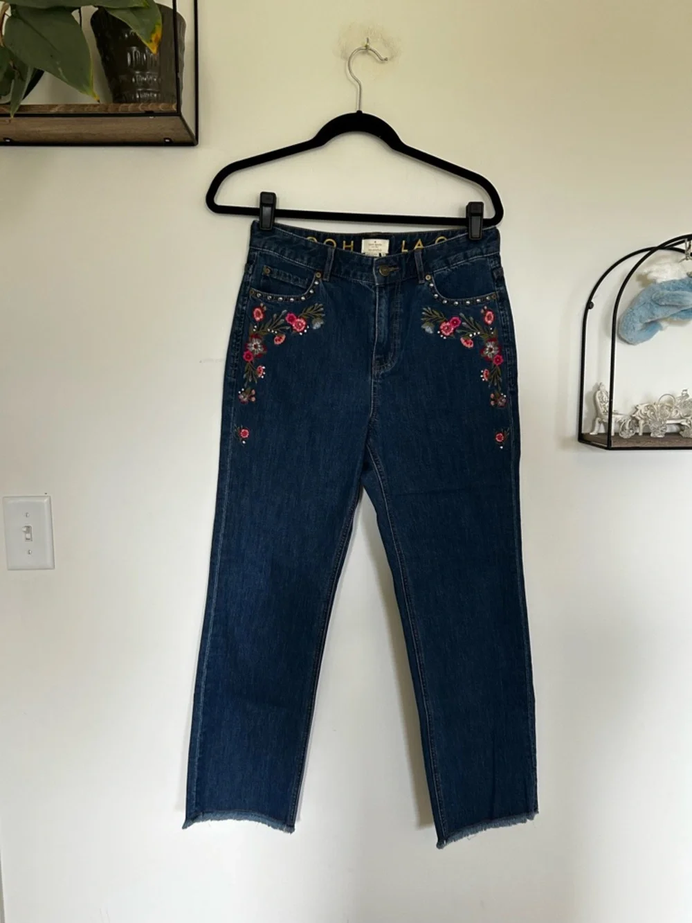 Kate Spade Broome Street Ditsy Embroidered Floral Denim High Rise Straight Jeans
